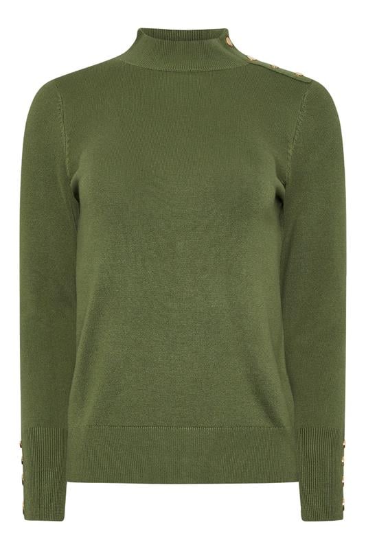 M&Co Petite Fern Green Button Detail Turtle Neck Jumper | M&Co 6