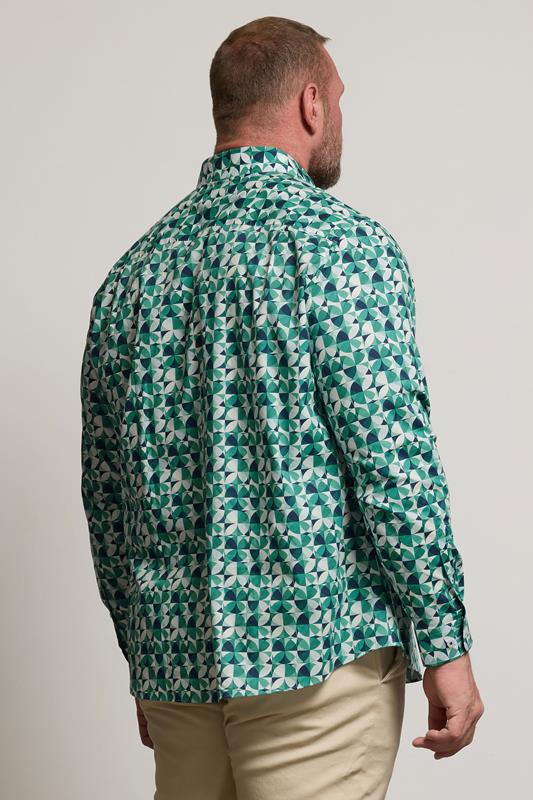 BadRhino Tailoring Big & Tall Green Premium Geometric Long Sleeve Shirt | BadRhino 4