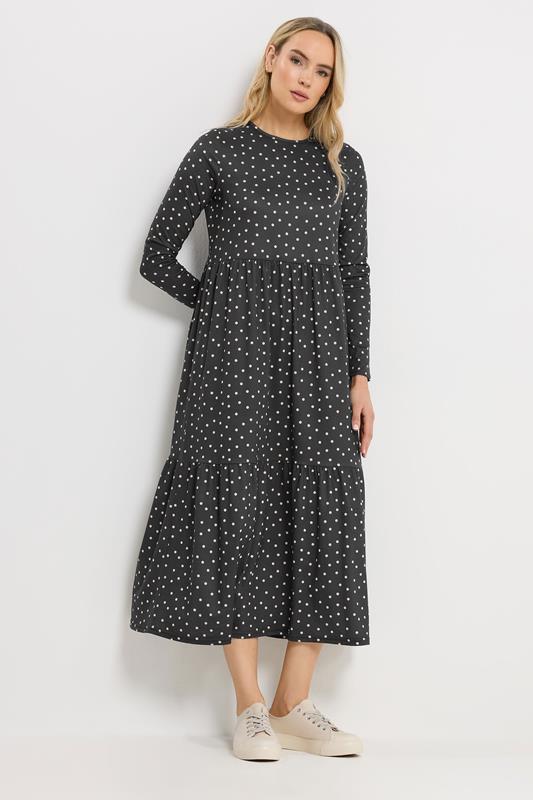 LTS Tall Women's Black Polka Dot Midi Dress | Long Tall Sally 1