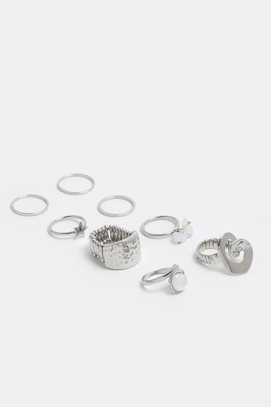  Yours 8 PACK Silver Tone Star Ring Set