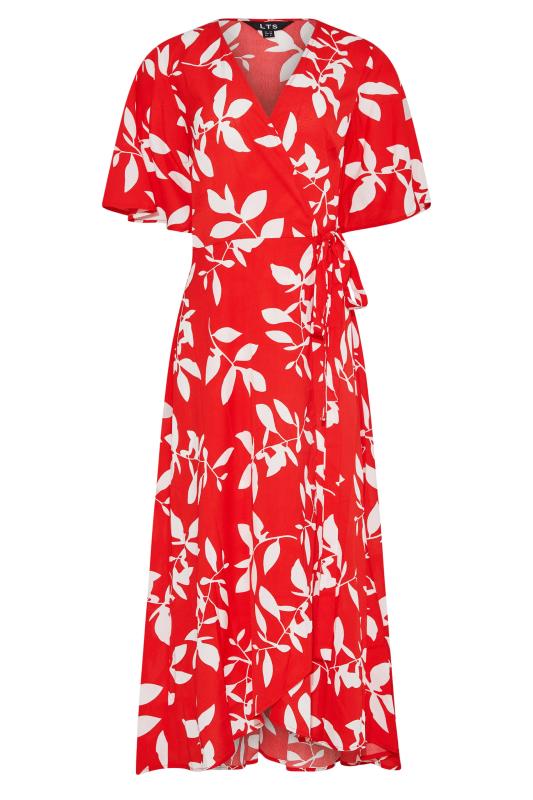 LTS Tall Women's Red Floral Print Midi Wrap Dress | Long Tall Sally  6