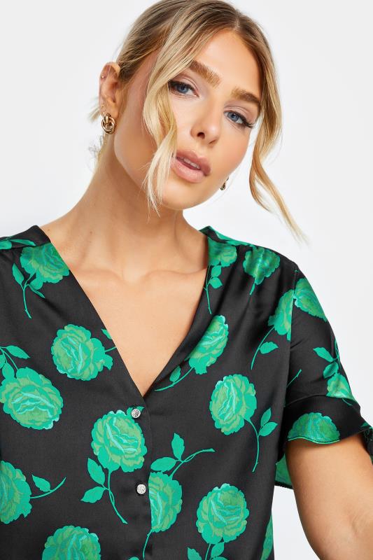 M&Co Black & Green Floral Print Frill Sleeve Blouse | M&Co 4