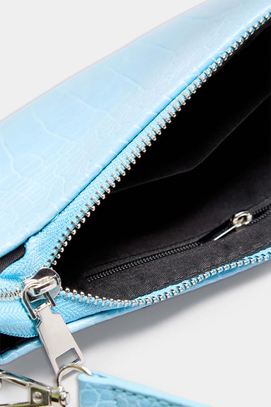 Light Blue Faux Croc Shoulder Bag | Yours Clothing 6