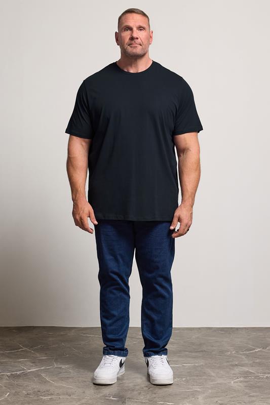 JACK & JONES Big & Tall Navy Blue Jenoa Crew T-Shirt | BadRhino 1