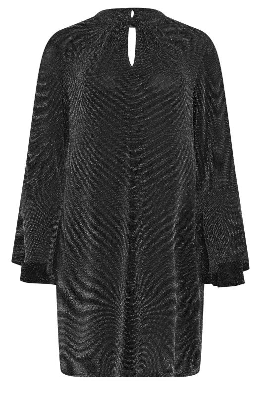 M&Co Black & Silver Shimmer Bell Sleeve Dress | M&Co 6