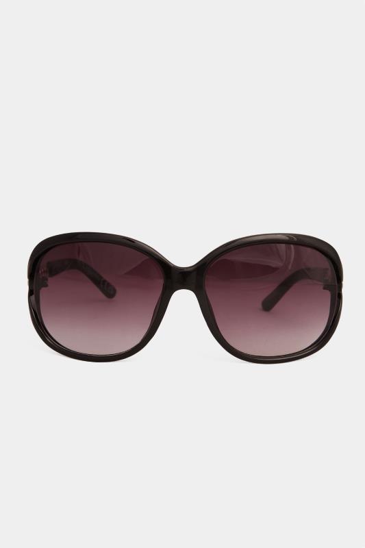 Black Oversized Silver Chain Sunglasses | Yours Clothing 2