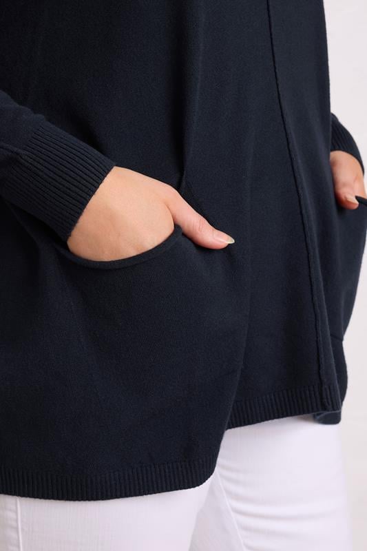 EVANS Plus Size Navy Blue Soft Touch Front Seam Jumper | Evans 5