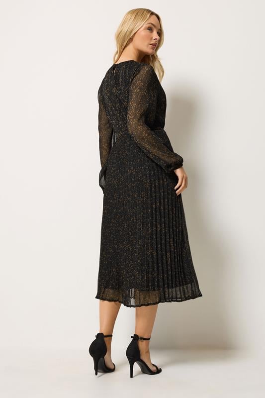 M&Co Women's Black Abstract Spot Pleated Midi Dress | M&Co 2