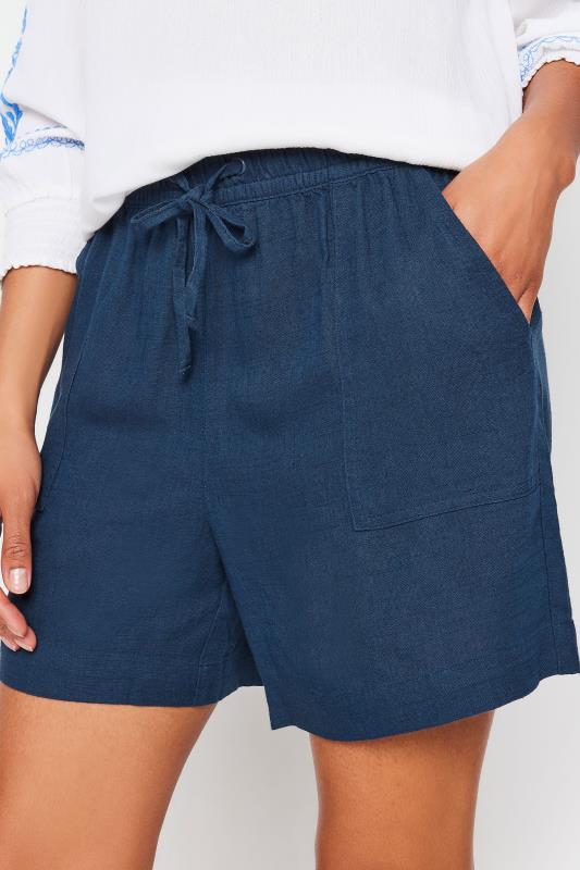 M&Co Navy Blue Linen Drawstring Shorts | M&Co 4