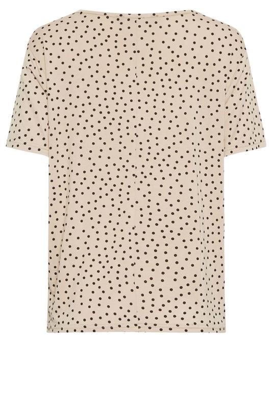 M&Co Beige Brown Spot Print Tie Detail T-Shirt | M&Co  7
