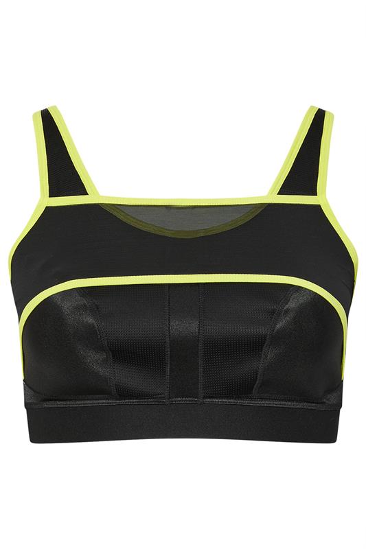 YOURS Plus Size Black Mesh Contrast Trim Non Padded Sports Bra | Yours Clothing 6