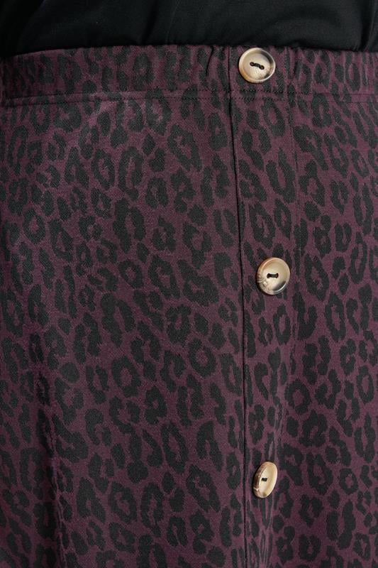 YOURS Plus Size Purple Leopard Button Front Mini Skirt | Yours Clothing 4