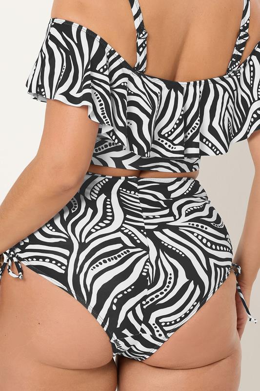 YOURS Plus Size Black Abstract Super High Waist Bikini Brief | Yours Clothing 6