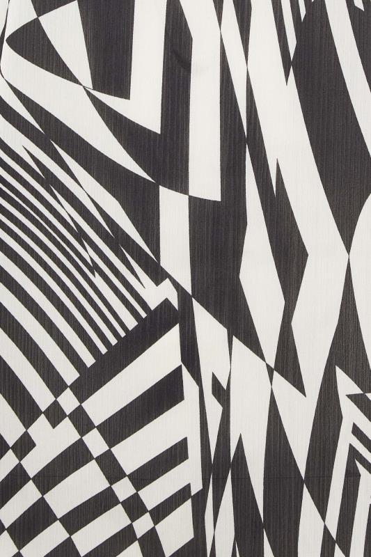 M&Co Black & White Abstract Print High Neck Satin Blouse | M&Co 5