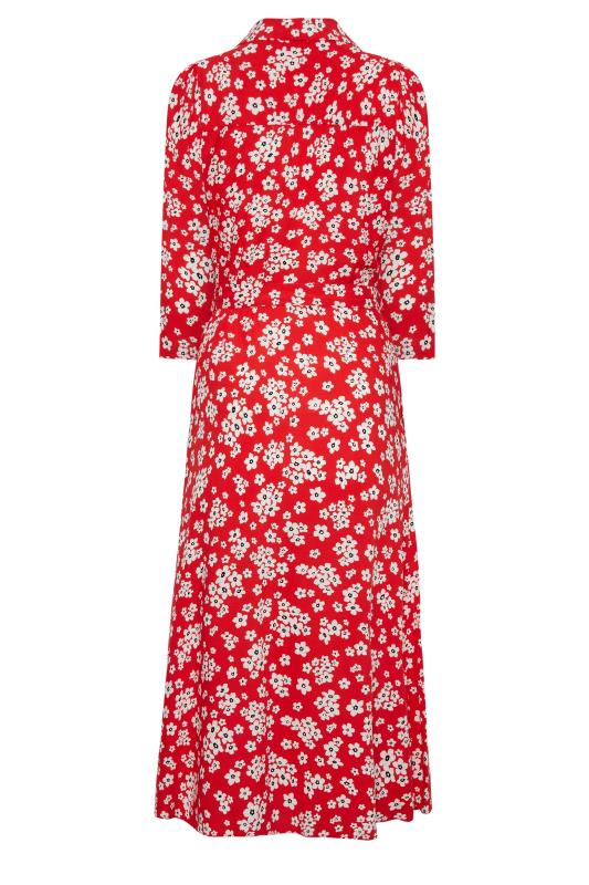 M&Co Red Floral Print Button Through Midi Dress | M&Co 7