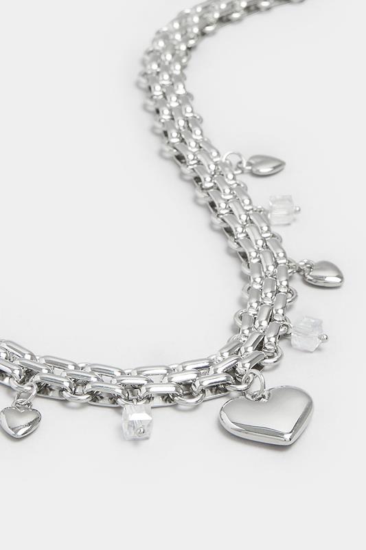 Silver Tone Chain Heart Necklace | Yours Clothing 2