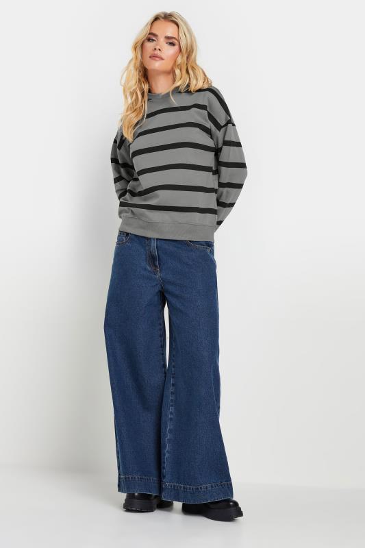 PixieGirl Petite Women's Charcoal Grey Stripe Sweatshirt | PixieGirl 1
