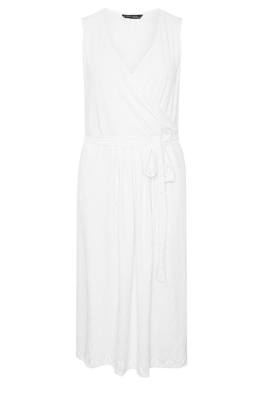 EVANS Plus Size White Broderie Wrap Midi Dress | Evans 5