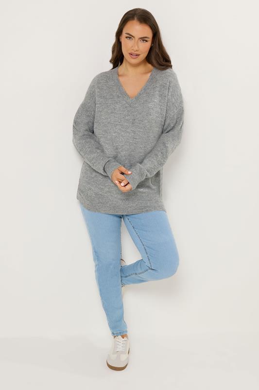 YOURS Plus Size Grey Soft Touch Knitted Jumper | Yours Clothing 1