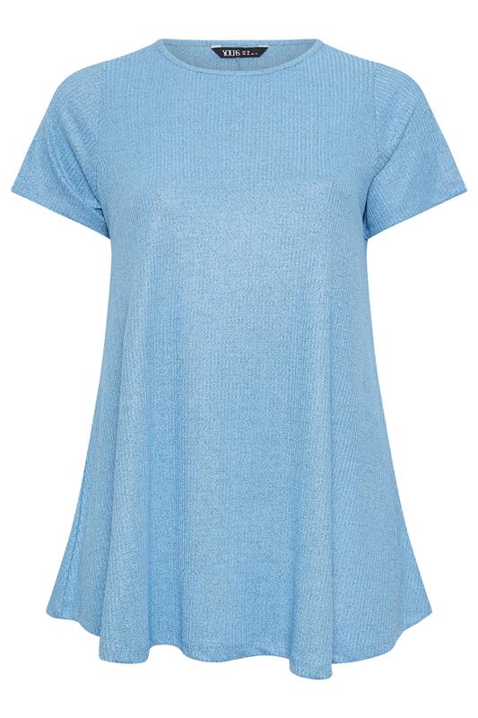 YOURS Plus Size Light Blue Ribbed Soft Touch T-Shirt | Yours Clothing 5