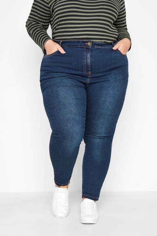Plus Size Skinny Jeans YOURS FOR GOOD Curve Indigo Blue Skinny Stretch AVA Jeans