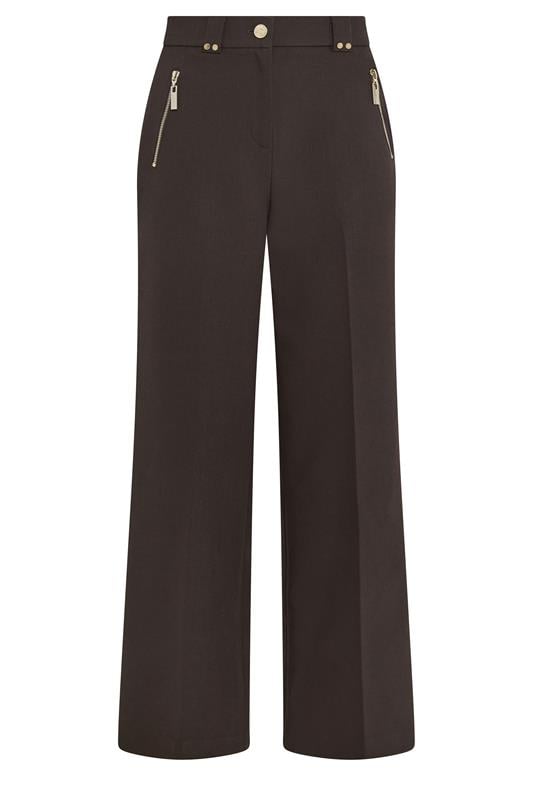 STAR Chocolate Brown Tailored Wide Leg Trousers | StarByJM 5