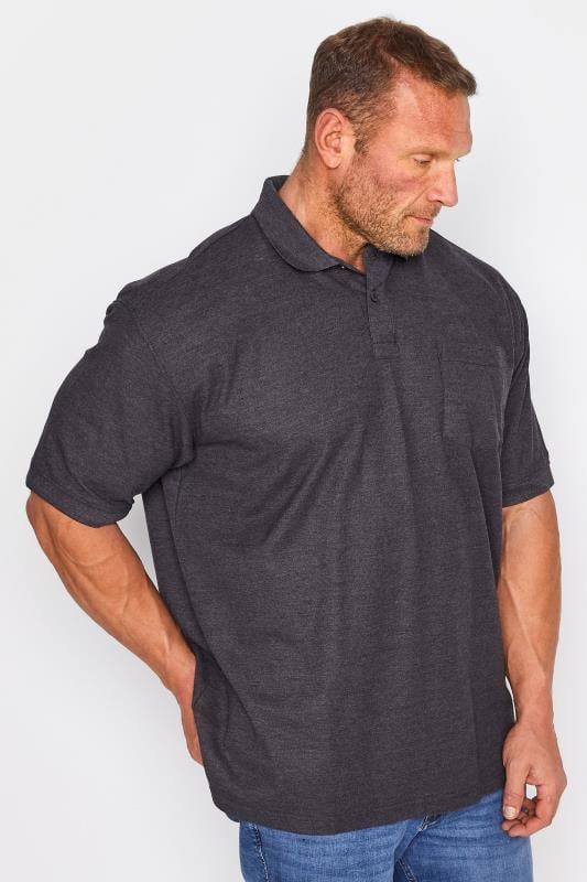 Polo Shirts KAM Big & Tall Charcoal Grey Pocket Polo Shirt