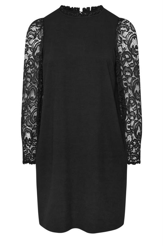 YOURS Plus Size Black Lace Sleeve Mini Dress | Yours Clothing 5