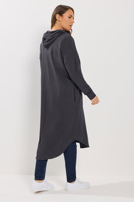 YOURS Plus Size Charcoal Grey Button Through Hooded Jacket | Yours Clothing 2