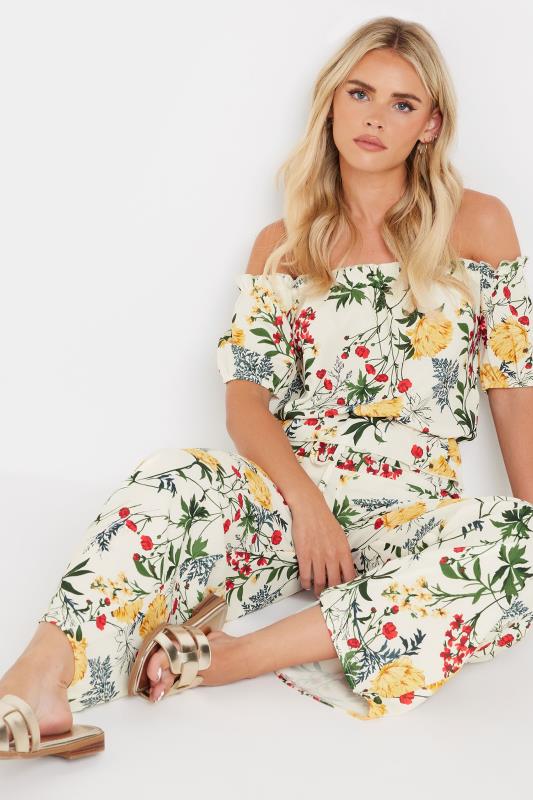 PixieGirl Petite White Floral Bardot Top
