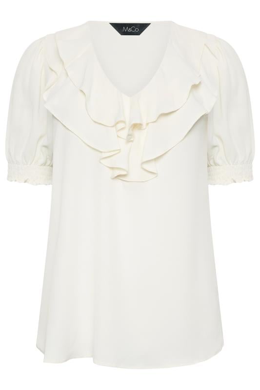M&Co Ivory White Frill Front Blouse | M&Co 6