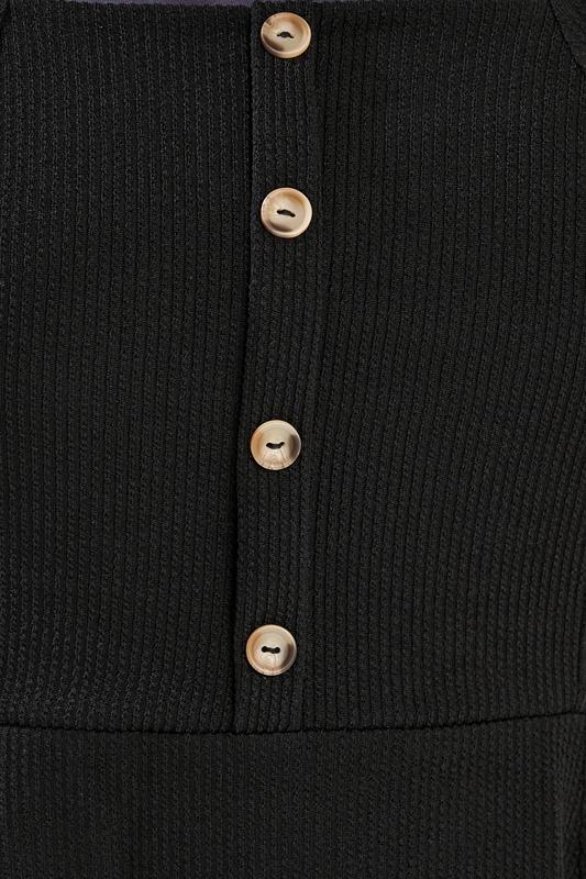 YOURS Plus Size Black Button Front Textured Pinafore Dress | Yours Clothing 4