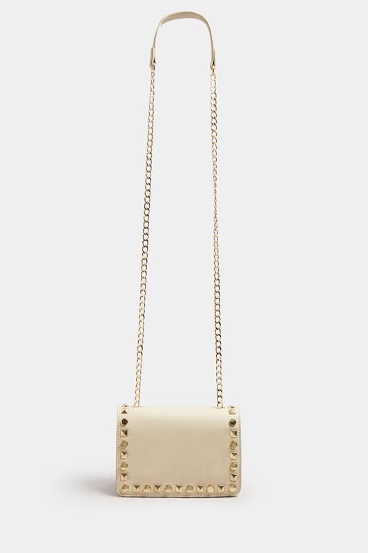 Beige Brown Faux Leather Stud Detail Cross Body Bag | Yours Clothing 1