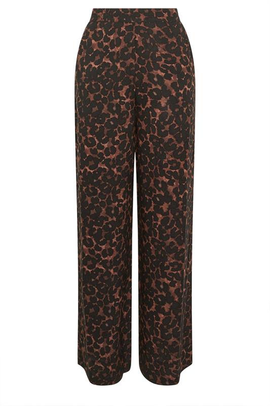 LTS Tall Women's Chocolate Brown Leopard Print Wide Leg Trousers | Long Tall Sally 5