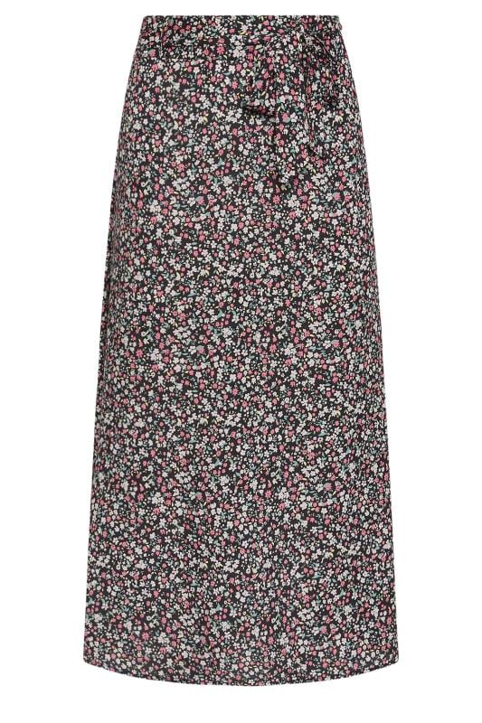 M&Co Black Ditsy Floral Print Belted Midi Skirt | M&Co 5