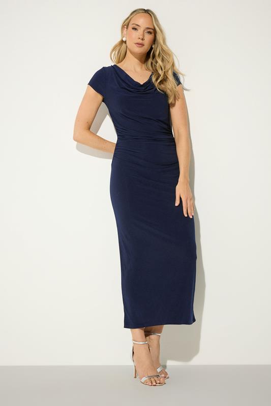 LTS Tall Navy Blue Cowl Neck Maxi Dress