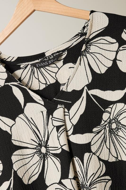 EVANS Plus Size Black Contrast Floral Jersey Crepe Top | Evans 7