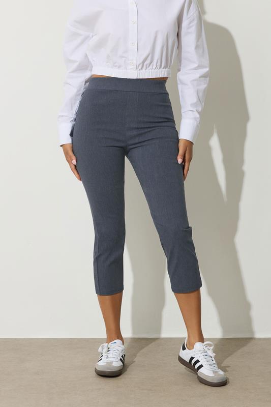 PixieGirl Petite Women's Blue Slim Fit Capri Cropped Trousers | PixieGirl 1