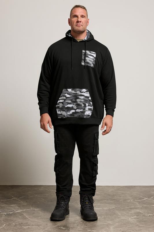 BadRhino Big & Tall Black Camo Print Utility Hoodie | BadRhino 1