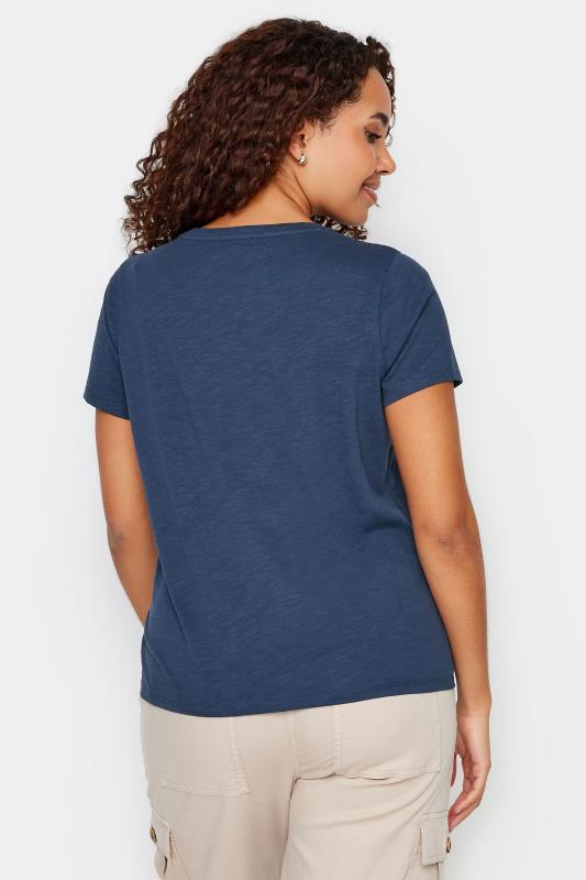M&Co Navy Blue V-Neck Cotton T-Shirt | M&Co 3