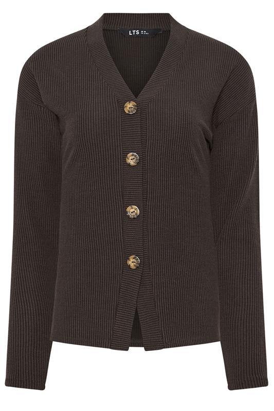 LTS Tall Women's Chocolate Brown Ribbed Cardigan | Long Tall Sally 5