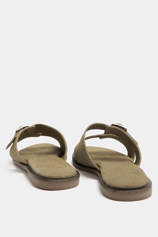 Taupe Brown Double Buckle Footed Mule In Extra Wide EEE Fit 6