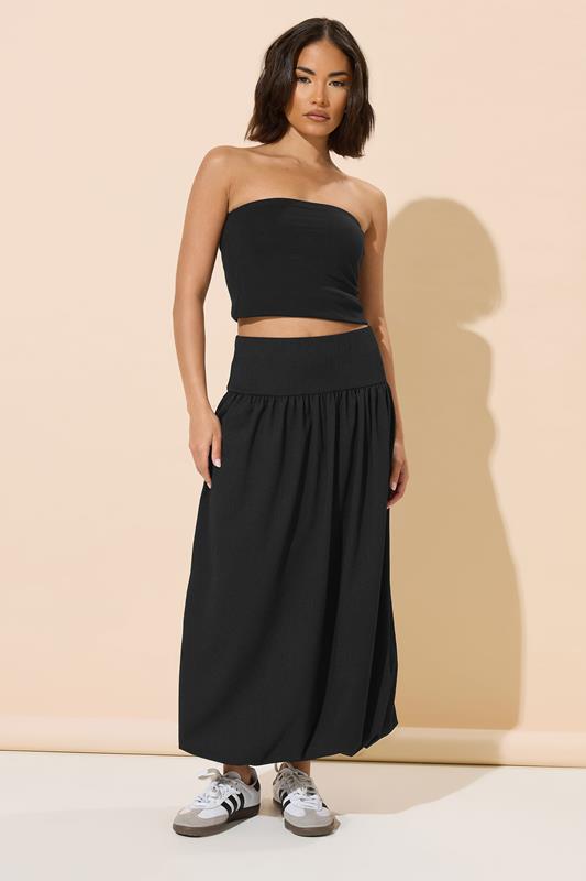 PixieGirl Petite Women's Black Bubble Hem Maxi Skirt | PixieGirl 1