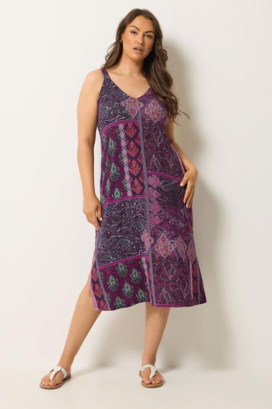 YOURS Curve Purple Paisley Throw On Dress