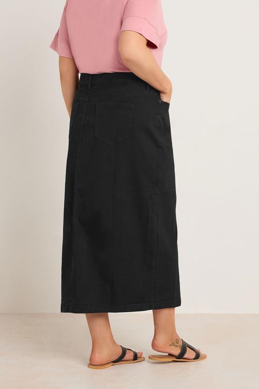 EVANS Plus Size Black Button Through Denim Maxi Skirt | Evans 2