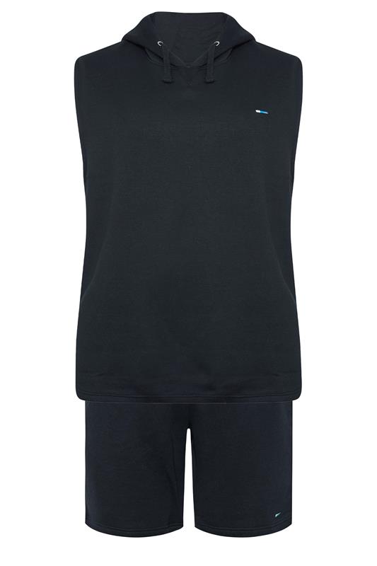 BadRhino Big & Tall Navy Blue Sleeveless Hoodie & Short Set