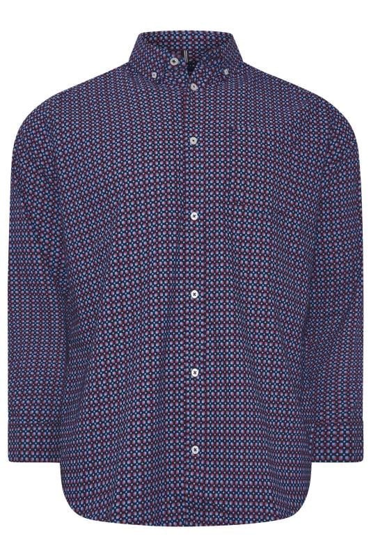 BadRhino Big & Tall Navy Blue Geometric Print Party Shirt | BadRhino 4