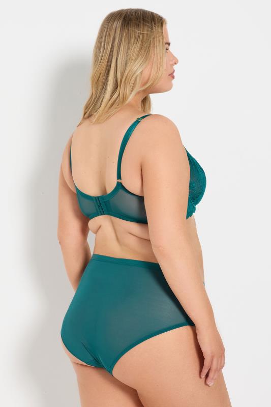 YOURS Plus Size Green Lace Detail Full Briefs | Yours Clothing 1