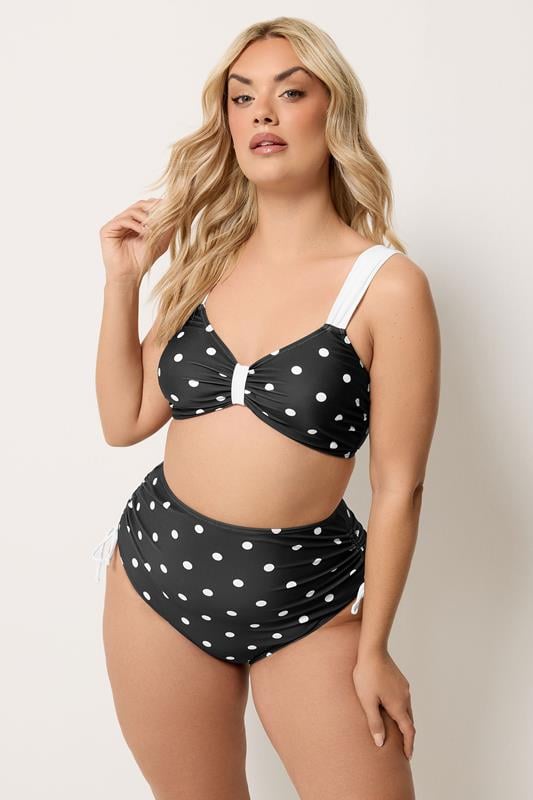 YOURS Curve Black Polka Dot Bikini Top