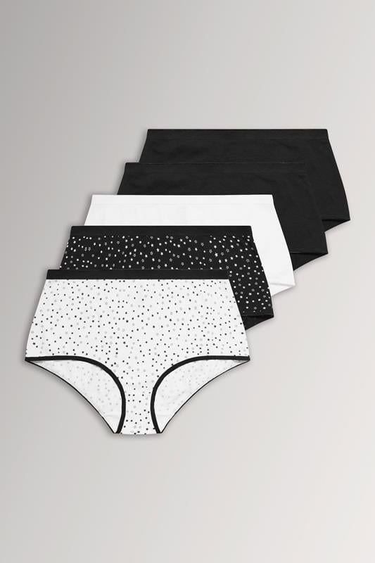 YOURSET 5 PACK Curve Black & White Star Print High Waisted Shorts